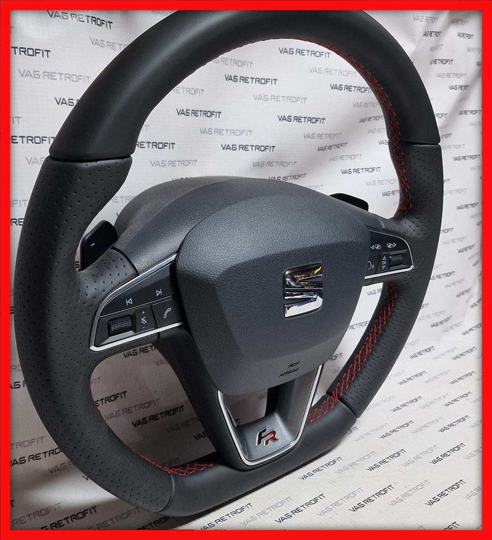 Poza 5 - Volan Sport Piele Perforata Seat FR Leon Ateca Ibiza Cu Padele Fara Padele Original