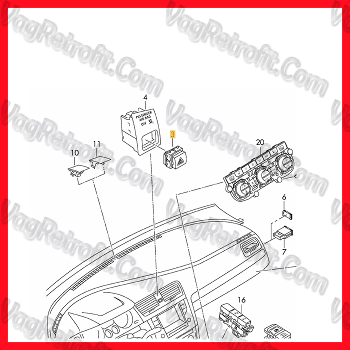 Poza 2 - Buton Avarie Golf 7 / Intrerupator Avarie Golf 7 VII / Buton Avarii VW Golf 7 VII