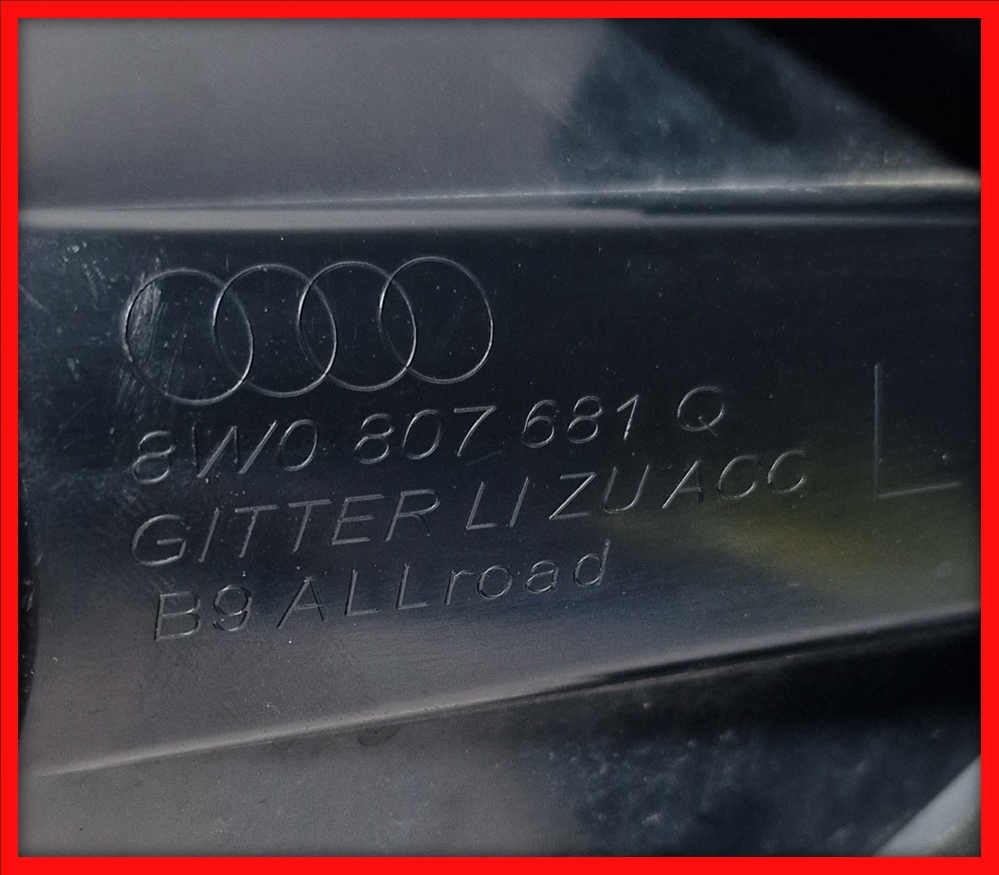 Poza 5 - Grila Bara Fata Distronic ACC Satin Black Dreapta Audi A4 B9 8W0807681Q 8W0 807 681 Q