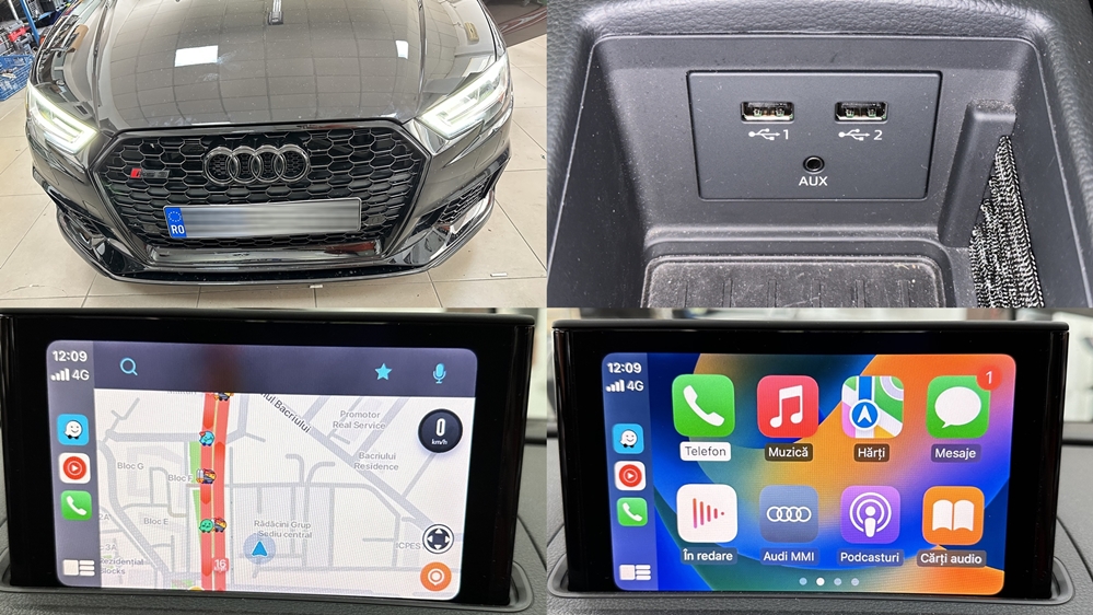 Poza - Audi A3 RS3 8V 2019 Instalare Port USB 2 Sloturi Apple Carplay Android Auto Waze Google Maps