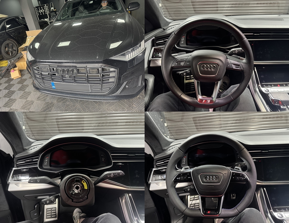 Poza - Montare Volan Sport Tesit RS RSQ8 SQ8 S Line RS Mode Piele Full Perforat Original Audi Q8 2019