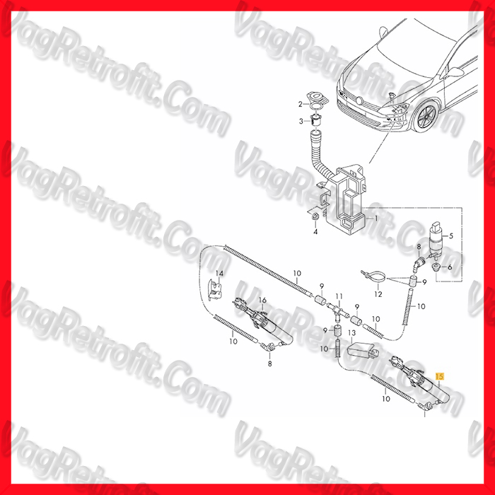 Poza 4 - Pompa Spalator Far Dreapta / Cilindru Spalator Far Stanga VW Golf 7 VII