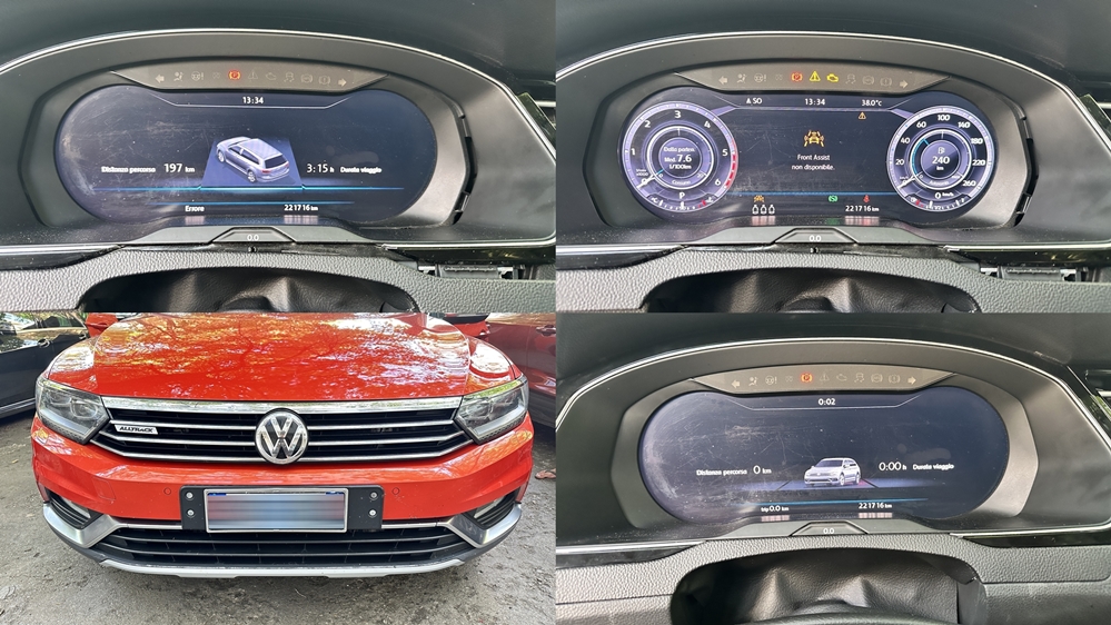 Instalare - VW Passat B8 Alltrack Reparare Ceasuri Digitale Remediere Problema Eroare: Tablou de bord. Atelier! Front Assist indisponibil.