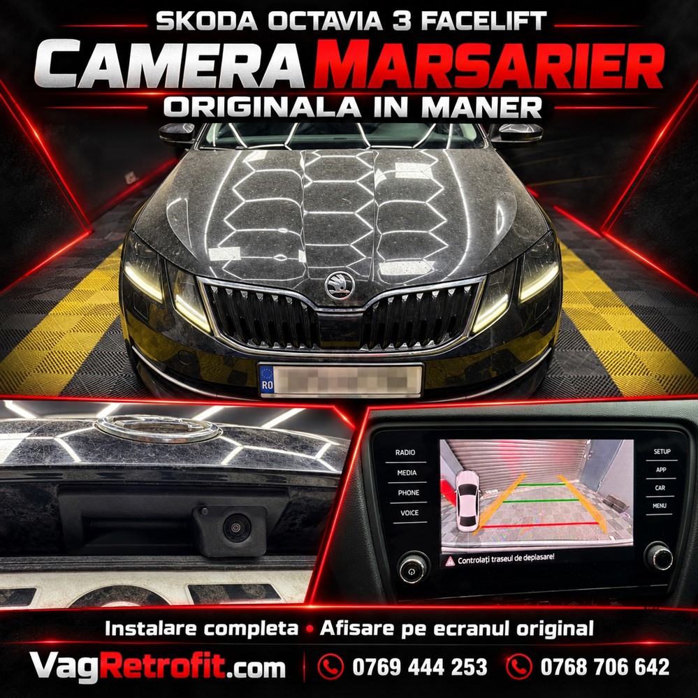 Poza - Skoda Octavia 3 2019 Instalare Camera Video Spate Marsarier Originala Highline