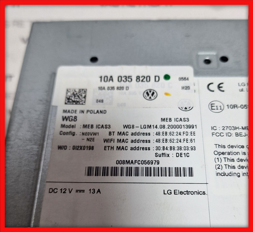 Poza 2 - Unitate Multimedia Navigatie VW ID 3 ID 4 ID 5 MIB 3 MIB3 10A035820D 10A 035 820 D