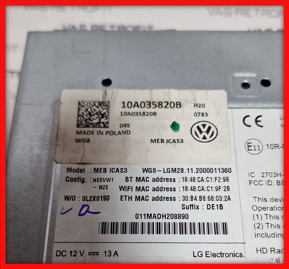 Poza 2 - Unitate Navigatie Multimedia VW ID MIB 3 MIB3 10A035820B 10A 035 820 B