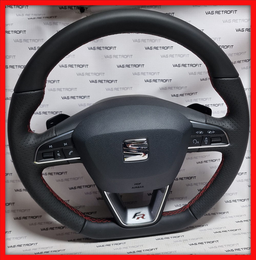 Poza 4 - Volan Sport Piele Perforata Seat FR Leon Ateca Ibiza Cu Padele Fara Padele Original
