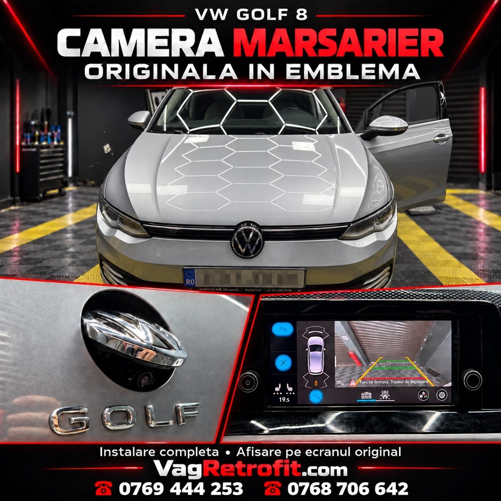 Poza - VW Golf 8 2022 Instalare Camera Spate Marsarier Originala in Emblema